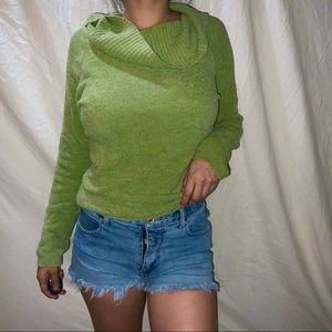 Beautiful wooly green cowl neck sweater